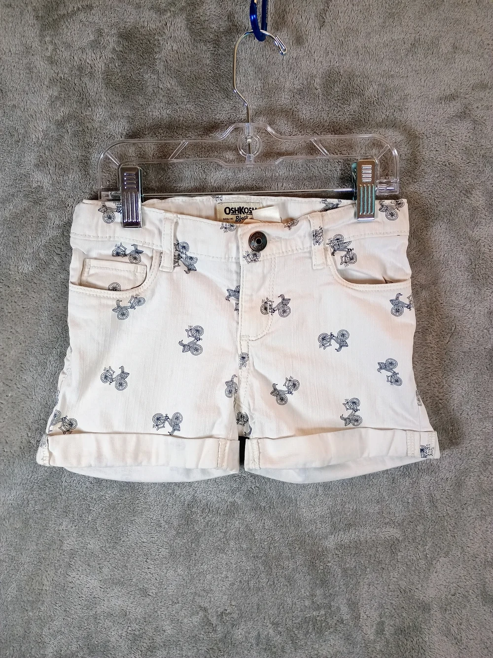 OshKosh B'gosh Girls Shorts with Navy Bike Print Size 6 - Picture 1 of 12